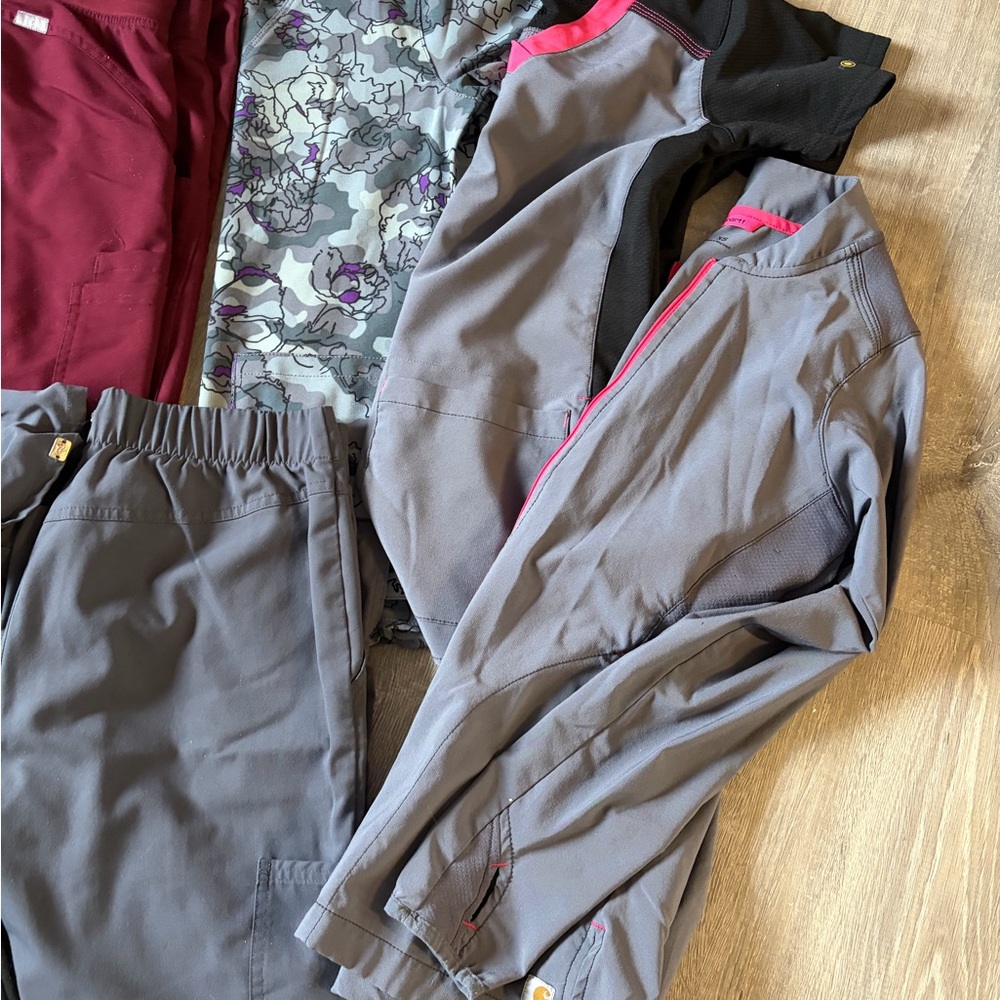 Mixed Women's Scrub Tops & Pants in Black, Gray, Burgundy - Picture 2 of 5